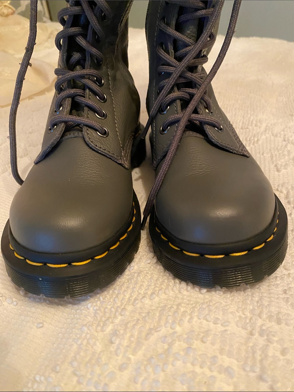 Dr. Martens Gray Tall Lace-Up Combat Boots - Picture 11 of 16
